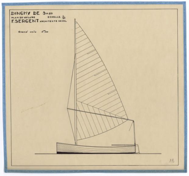 PLAN DE VOILURE/GREEMENT - DINGHY DE 3,5 M (1945)