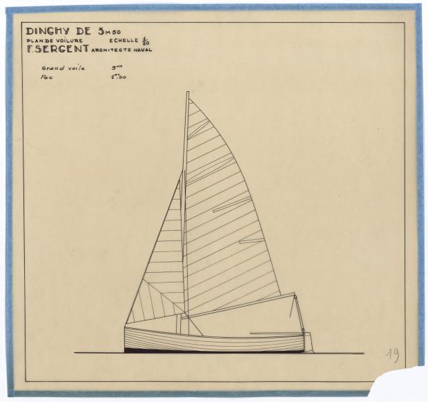 PLAN DE VOILURE/GREEMENT - DINGHY DE 3,5 M (1945)