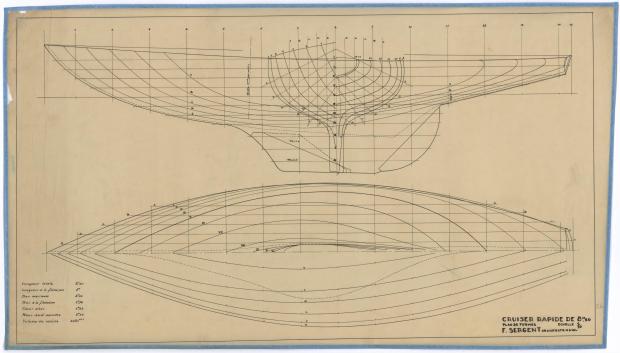 PLAN DE COQUE - CRUISER RAPIDE DE 8,5 M (1946)