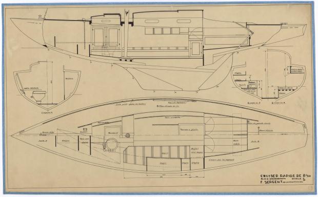 PLAN D&#039;AMENAGEMENT  - CRUISER RAPIDE DE 8,5 M (1946)