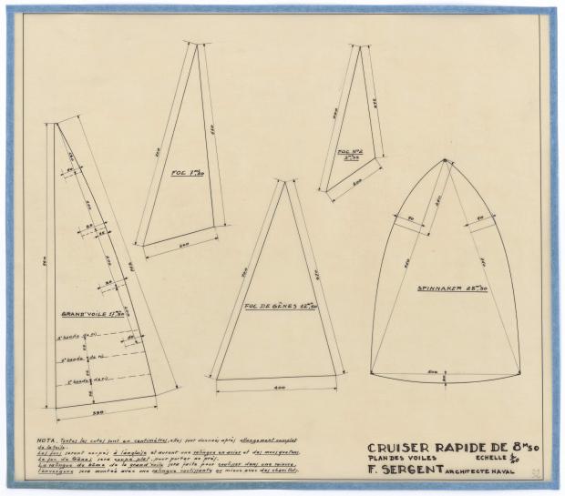 PLAN DE VOILURE/GREEMENT - CRUISER RAPIDE DE 8,5 M (1946)