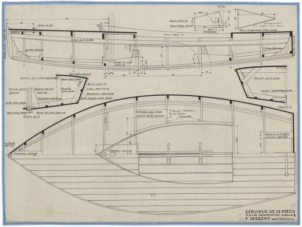 PLAN DE CONSTRUCTION - DERIVEUR DE 12 PIEDS (1946)