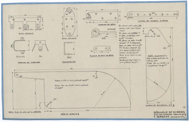 PLAN DE VOILURE/GREEMENT - DERIVEUR DE 12 PIEDS (1946)