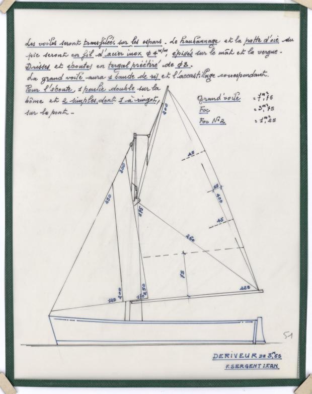 PLAN DE VOILURE/GREEMENT - DERIVEUR DE 12 PIEDS (1946)