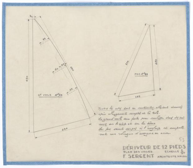 PLAN DE VOILURE/GREEMENT - DERIVEUR DE 12 PIEDS (1946)