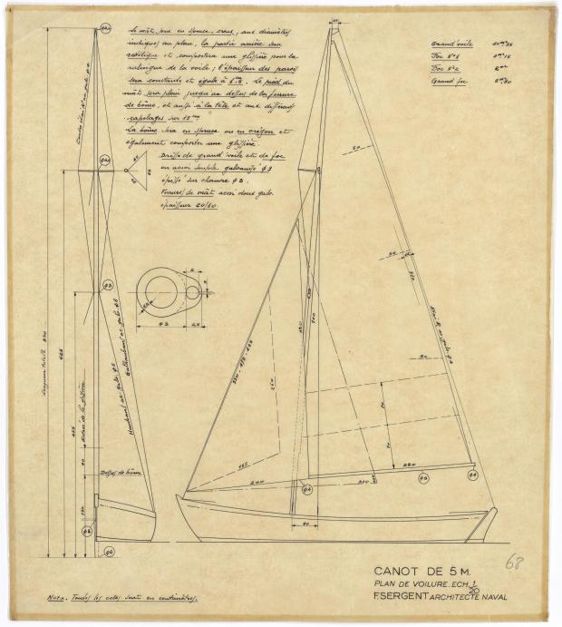 PLAN DE VOILURE/GREEMENT - CANOT DE 5 M (1947)