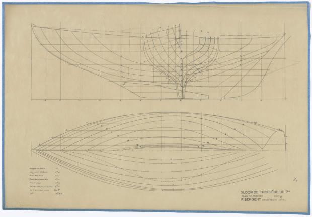 PLAN DE COQUE - SLOOP DE CROISIERE DE 7M (1947)