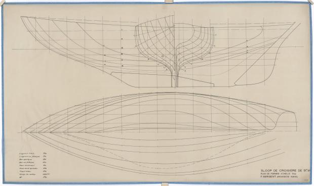 PLAN DE COQUE - SLOOP DE CROISIERE 9,25 M (1950)