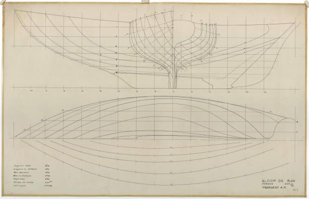 PLAN DE COQUE - Sloop de 8,50 M (1951)