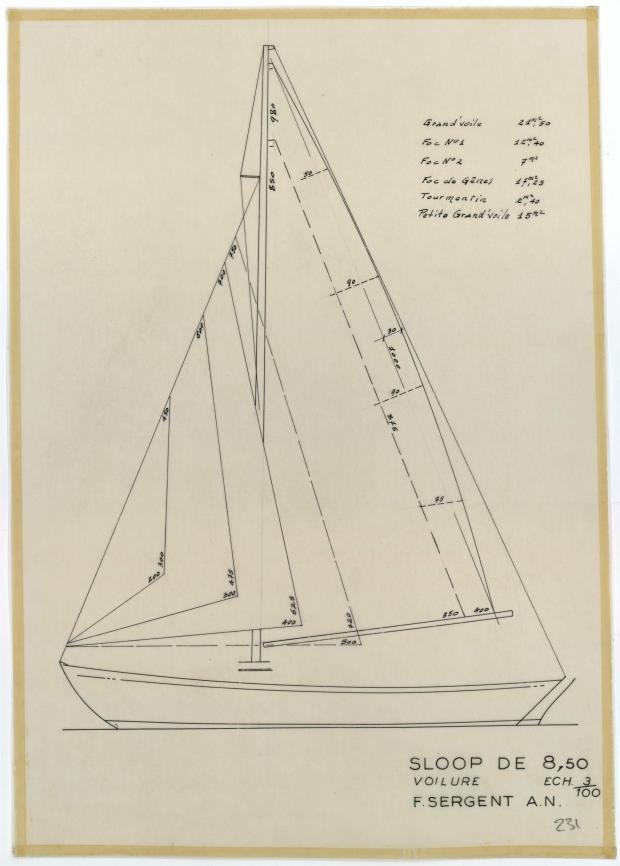 PLAN DE VOILURE/GREEMENT - Sloop de 8,50 M (1951)