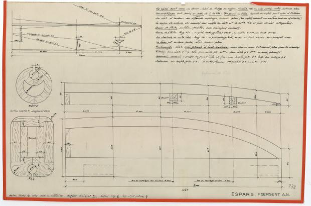 PLAN DE VOILURE/GREEMENT - BALEINIERE 7,75 M NIDJOUM (1952)