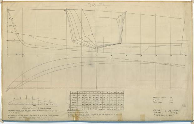 PLAN DE COQUE - VEDETTE 7,50 M (1952)