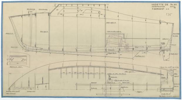 PLAN DE CONSTRUCTION - VEDETTE 7,50 M (1952)