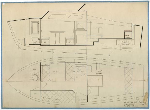 PLAN D&#039;AMENAGEMENT  - VEDETTE 7,50 M (1952)