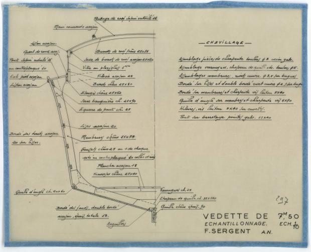 PLAN DE CONSTRUCTION - VEDETTE 7,50 M (1952)