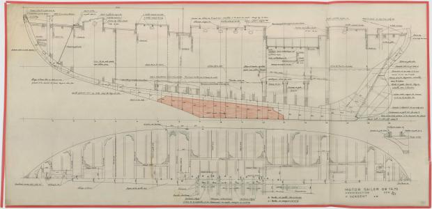 PLAN DE CONSTRUCTION - OISEAU BLEU, Motor sailer 14,75 M (1953)