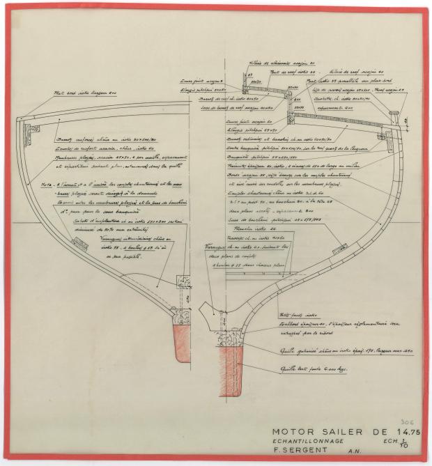 PLAN DE CONSTRUCTION - OISEAU BLEU, Motor sailer 14,75 M (1953)