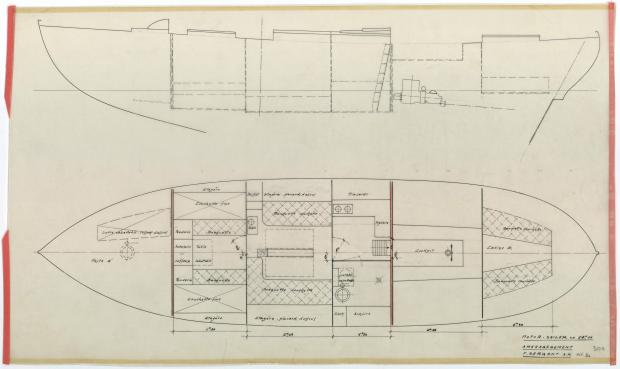 PLAN D&#039;AMENAGEMENT  - OISEAU BLEU, Motor sailer 14,75 M (1953)