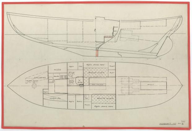 PLAN D&#039;AMENAGEMENT  - OISEAU BLEU, Motor sailer 14,75 M (1953)