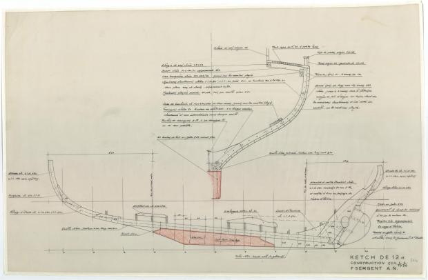 PLAN DE CONSTRUCTION - Reder-mor, ketch 12,00m (1953)