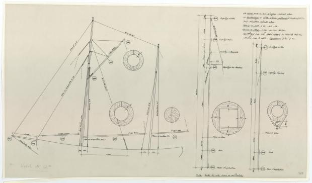 PLAN DE VOILURE/GREEMENT - Reder-mor, ketch 12,00m (1953)