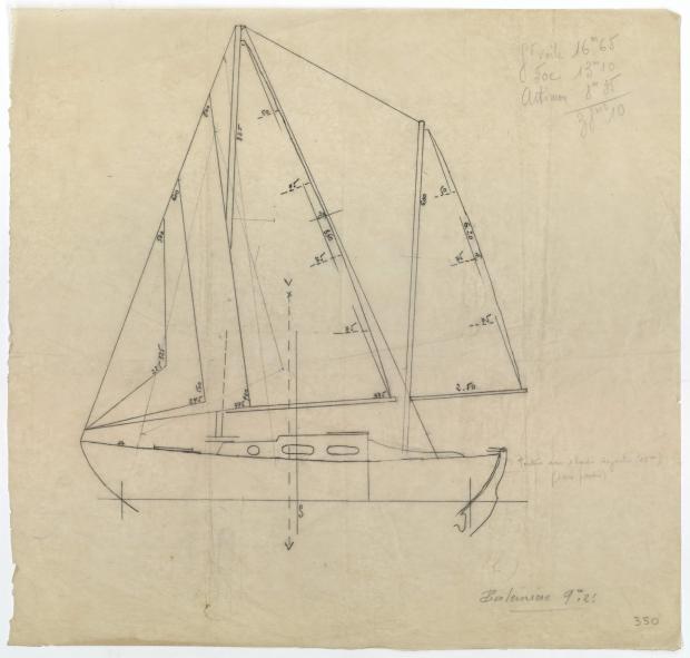 PLAN DE VOILURE/GREEMENT - St Michaël balenière de 9.25 m (1954)