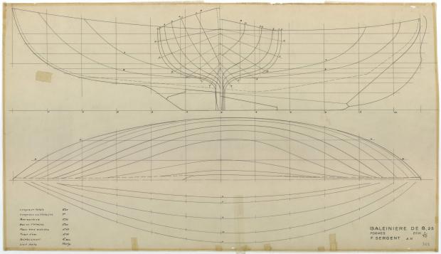 PLAN DE COQUE - Baleinière de 8,25 M (1954)