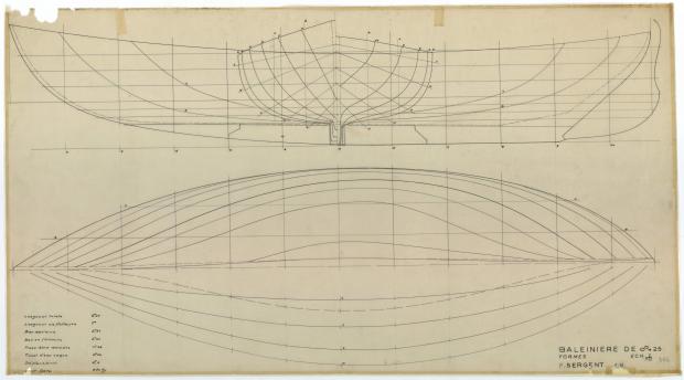 PLAN DE COQUE - Baleinière de 8,25 M (1954)