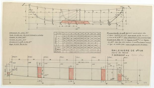 PLAN DE CONSTRUCTION - Baleinière de 8,25 M (1954)