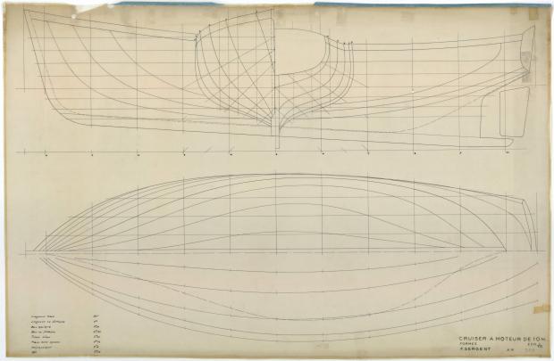 PLAN DE COQUE - Cruiseur à moteur 10,00 m (1954)