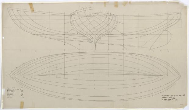 PLAN DE COQUE - Motor Sailer 13 m (1955)