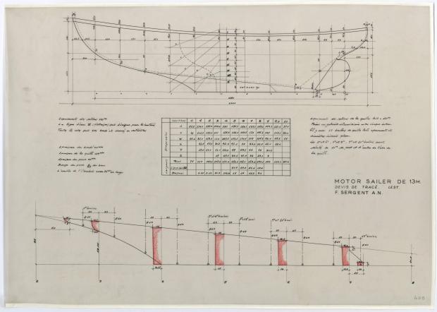 PLAN DE CONSTRUCTION - Motor Sailer 13 m (1955)