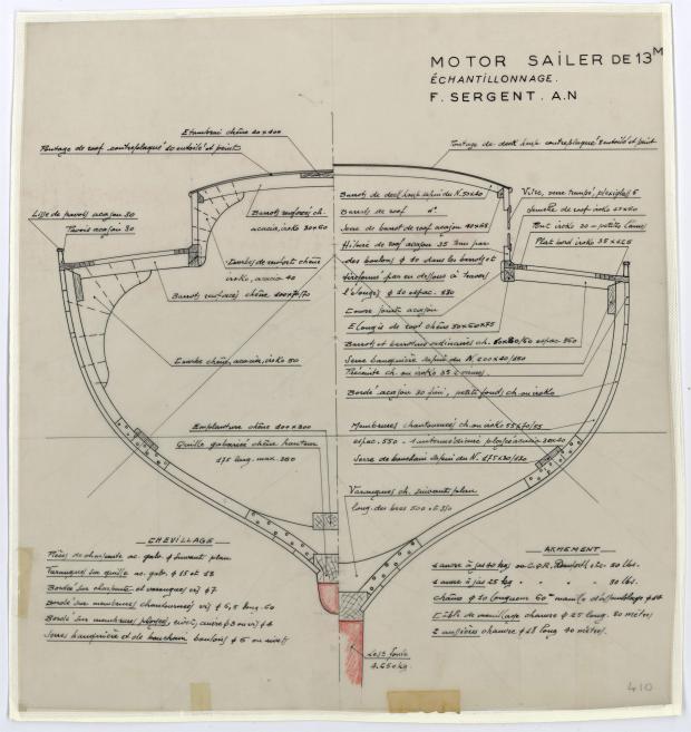 PLAN DE CONSTRUCTION - Motor Sailer 13 m (1955)