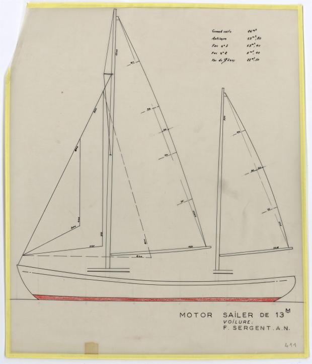 PLAN DE VOILURE/GREEMENT - Motor Sailer 13 m (1955)