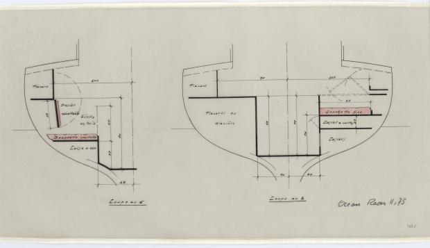 PLAN D&#039;AMENAGEMENT  - GEFREL OCEAN RACER 11,75 M (1955)