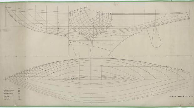 PLAN DE COQUE - GEFREL OCEAN RACER 11,75 M (1955)