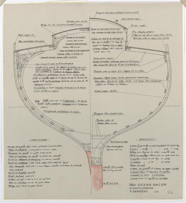 PLAN DE CONSTRUCTION - OCEAN RACER 26 PIEDS FLOTTAISON (1955)