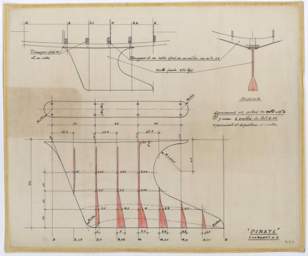 PLAN DE DERIVE/QUILLE - PIRATE 5,75 m (1956)