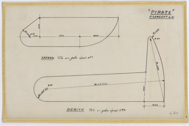 PLAN DE DERIVE/QUILLE - PIRATE 5,75 m (1956)