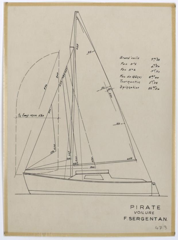 PLAN DE VOILURE/GREEMENT - PIRATE 5,75 m (1956)