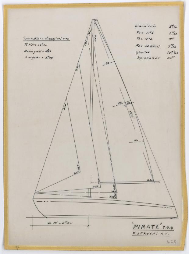 PLAN DE VOILURE/GREEMENT - PIRATE 5,75 m (1956)