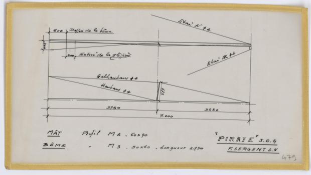 PLAN DE VOILURE/GREEMENT - PIRATE 5,75 m (1956)