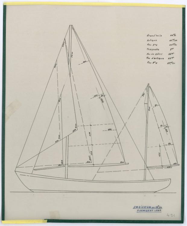 PLAN DE VOILURE/GREEMENT - CRUISER  13,50 M (1956)