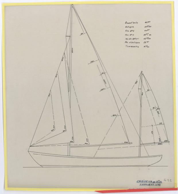 PLAN DE VOILURE/GREEMENT - CRUISER  13,50 M (1956)