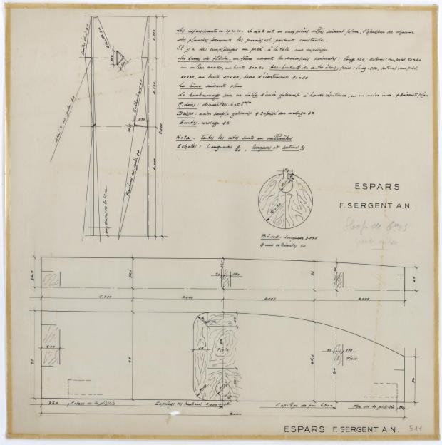 PLAN DE VOILURE/GREEMENT - DENTY SLOOP  6,25 m (1957)