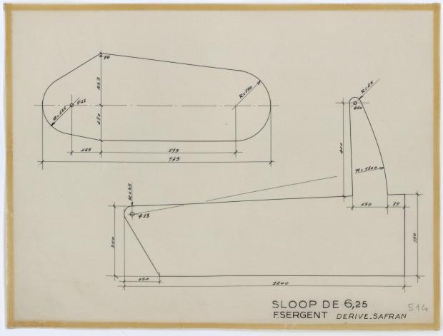 PLAN DE DERIVE/QUILLE - DENTY SLOOP  6,25 m (1957)