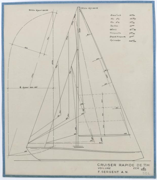 PLAN DE VOILURE/GREEMENT - IRIS CRUISER RAPIDE 11 m (1957)