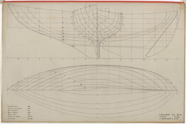 PLAN DE COQUE - DEJA   CRUISER 8,50 m (1957)