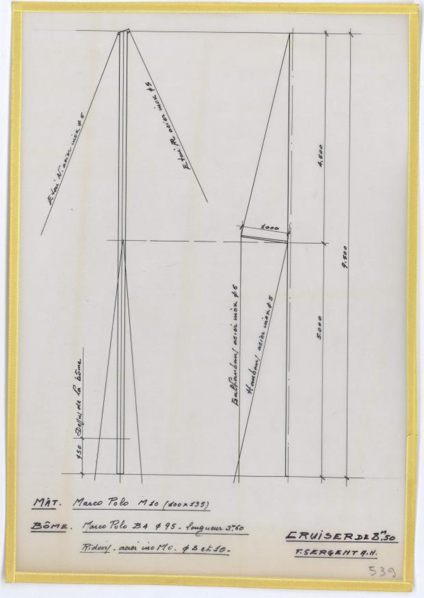 PLAN DE VOILURE/GREEMENT - DEJA   CRUISER 8,50 m (1957)