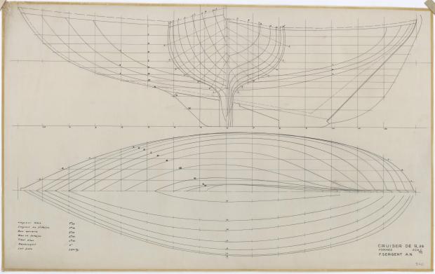 PLAN DE COQUE - CABRETTE CRUISER NORVEGIEN 9,25 m (1957)